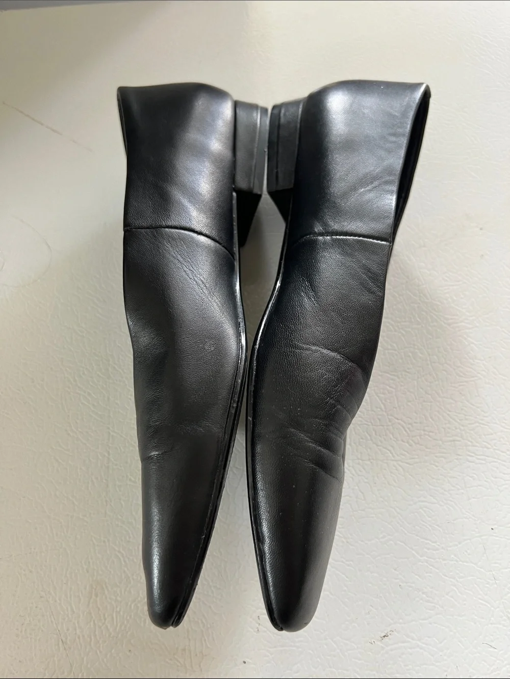 Steve Madden Black Leather Square-Toe Slip-Ons size 9M